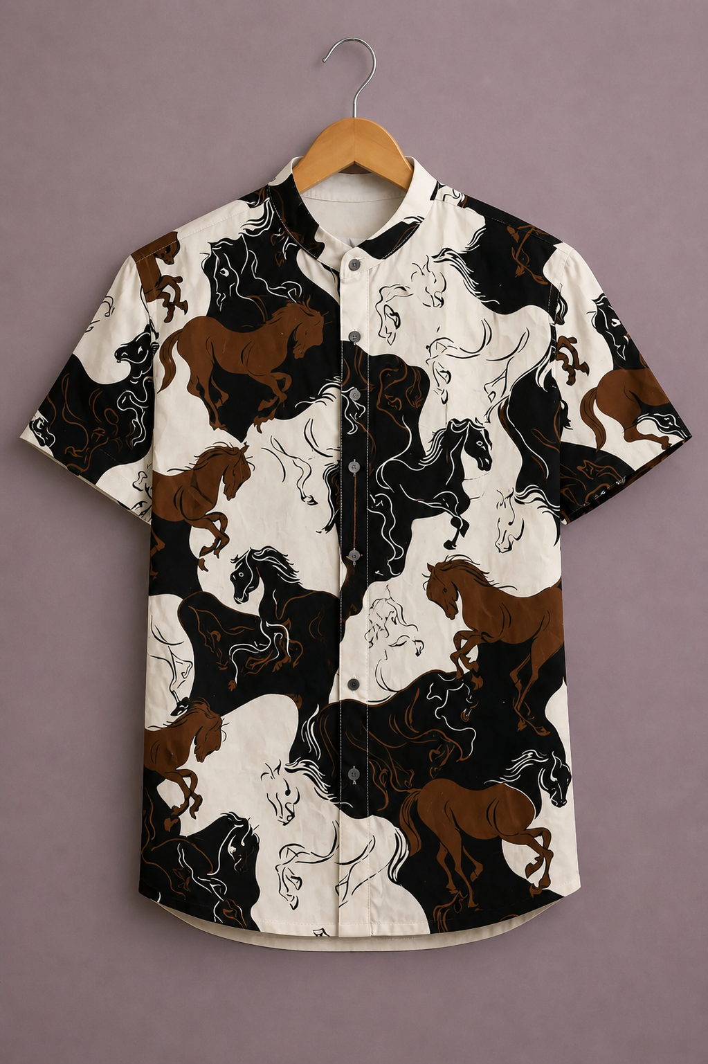 Premium Horse Print Shirt for Men – Bold Animal Graphic Designer Half Sleeve Casual Shirt