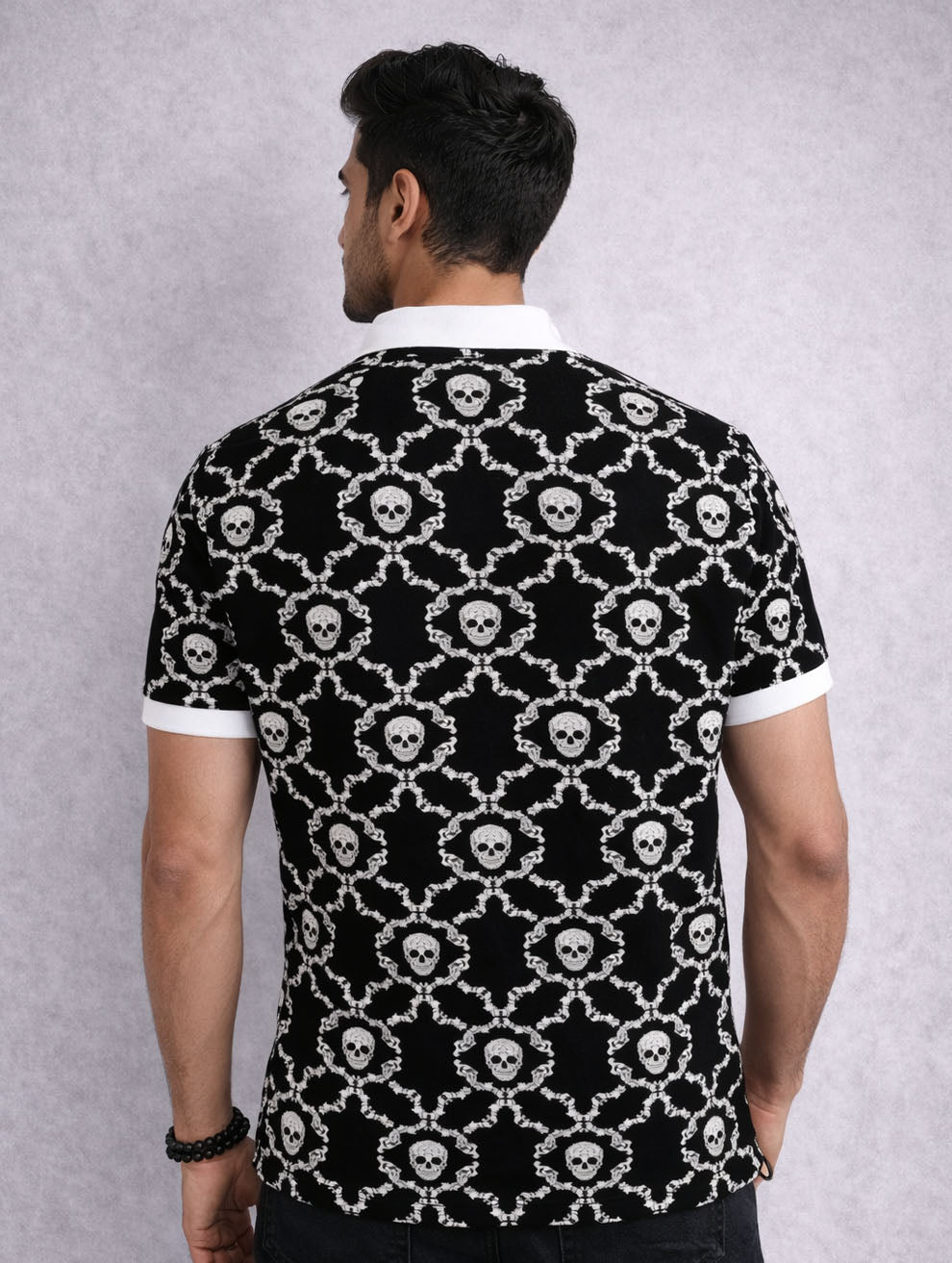 Skull Pattern Polo T-Shirt