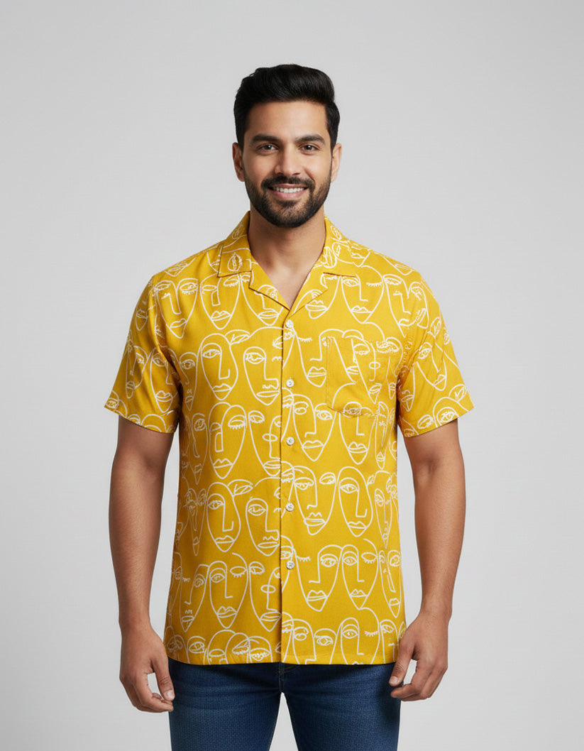 Abstract Faces Printed Shirt