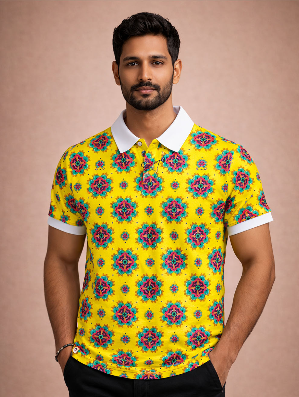 Yellow Flower Polo T-Shirt