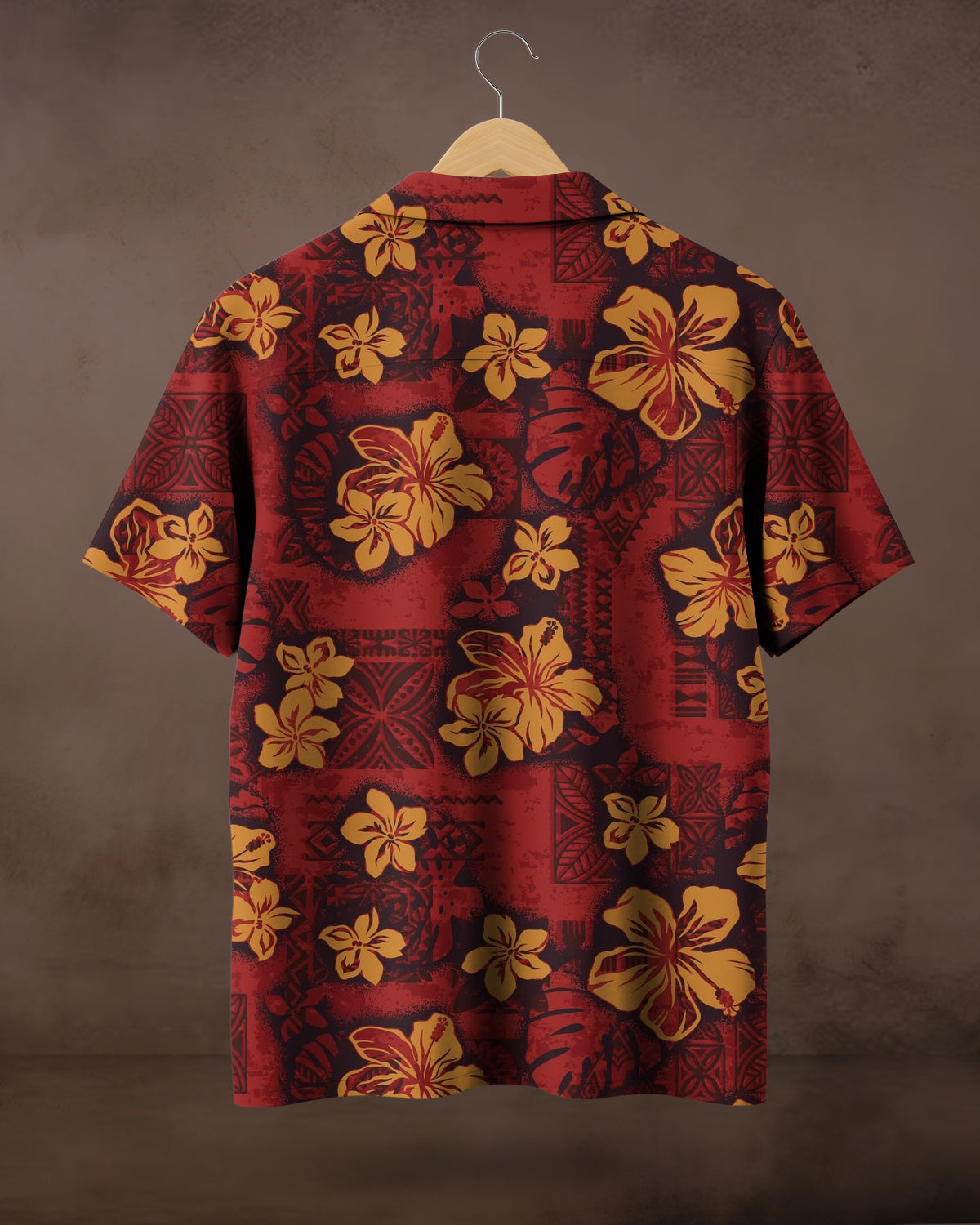 Red Hibiscus Tribal Printed Shirt