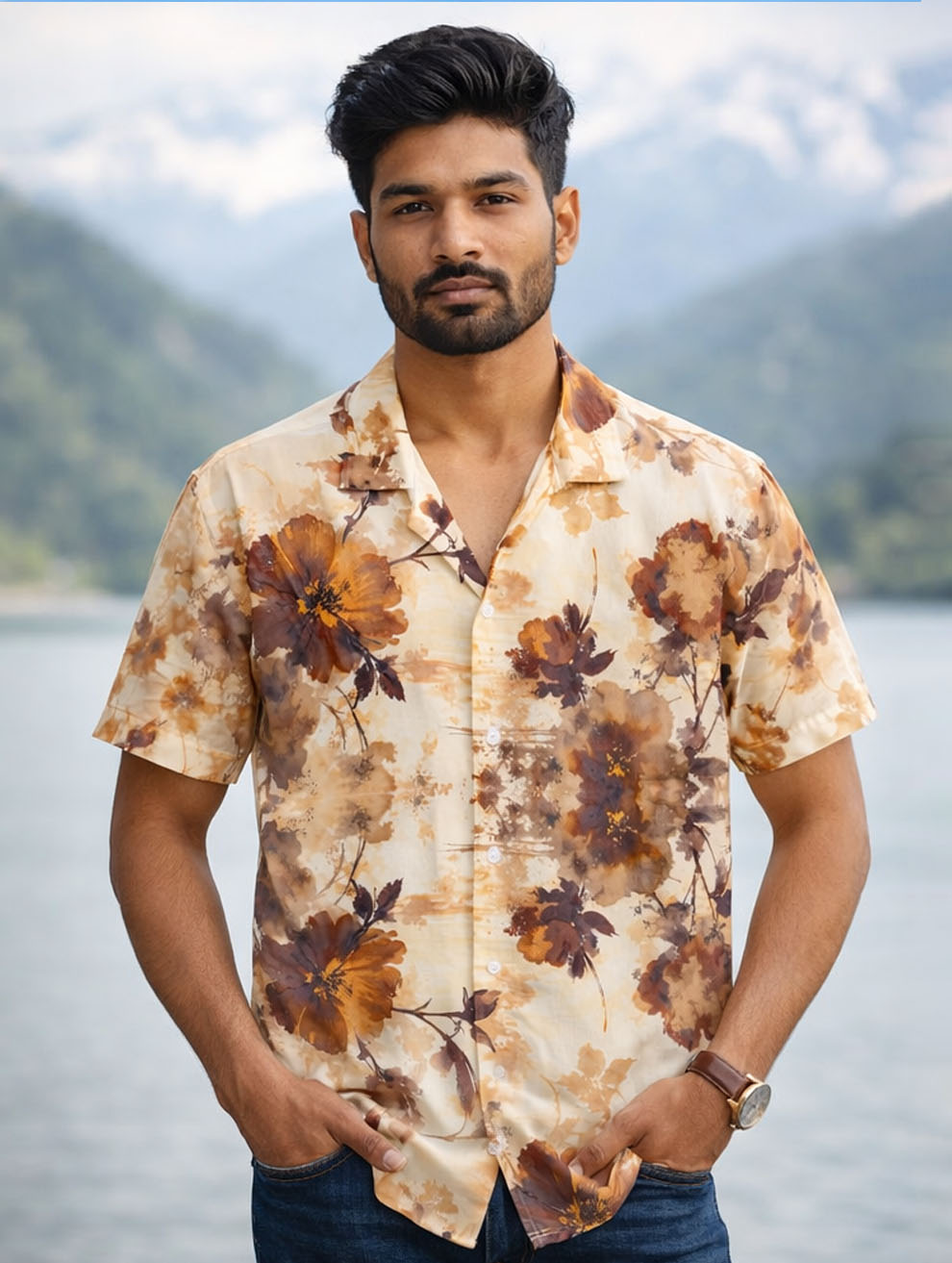 Brown Floral Shirt