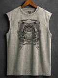 ACID WASH SLEEVELESS PRINTED VEST#2