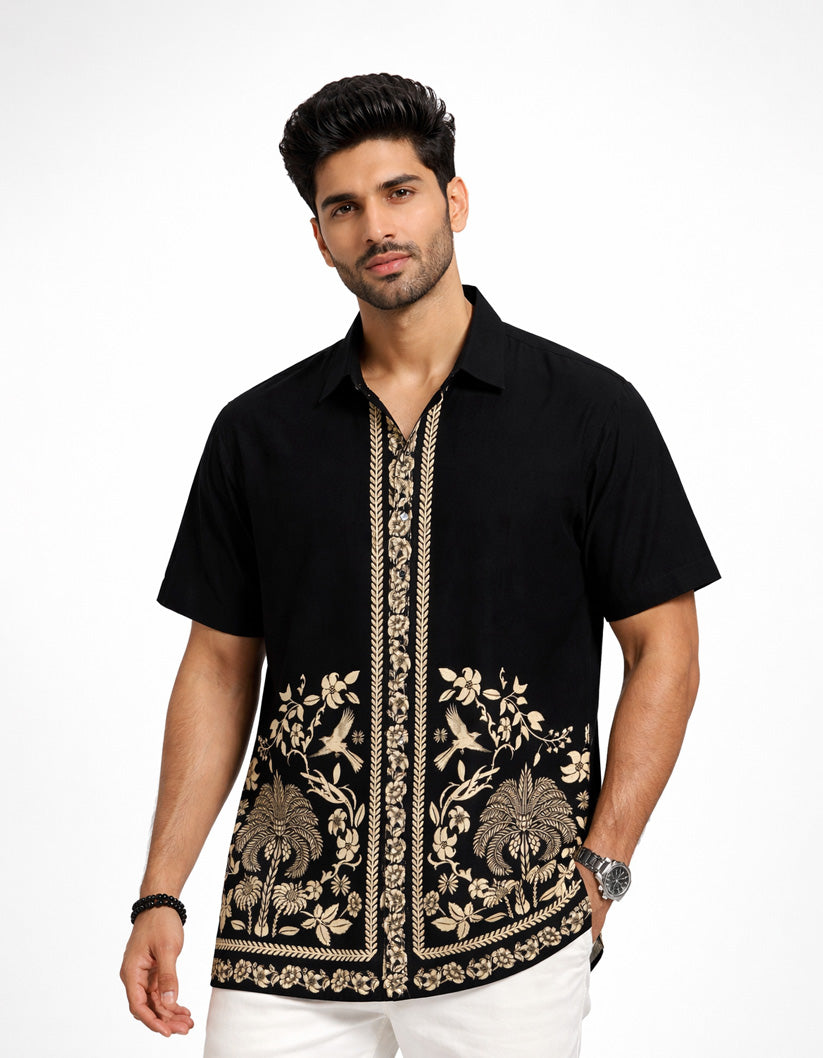 Black Floral Printed Shirt