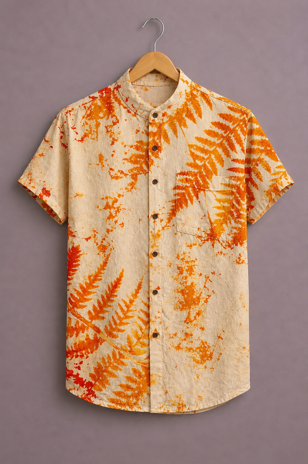 Premium Tropical Leaf Printed Shirt for Men – Vibrant Summer Designer Half Sleeve Casual Shirt