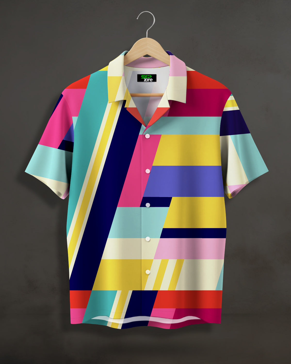 Abstract Colourful Stripes Printed Shirt