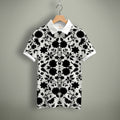 Black Floral Print Polo Tee
