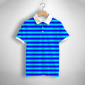 Blue Sky-blue Striped Printed Polo