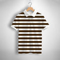 Brown, White Striped Printed Polo