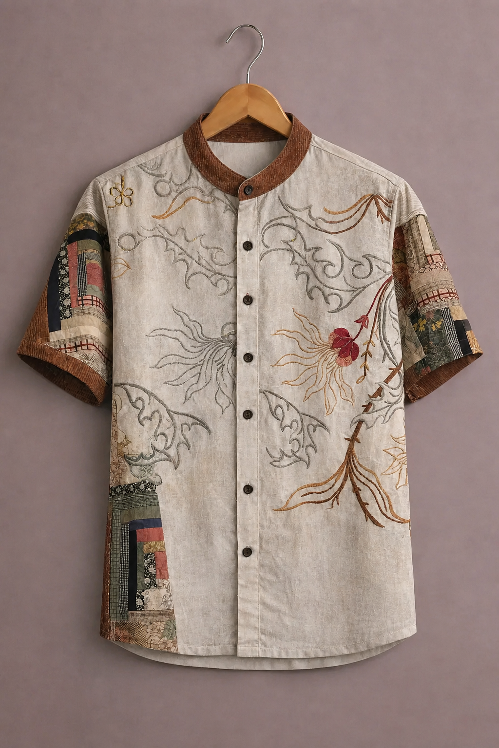 Premium Artistic Printed Shirt for Men – Designer Half Sleeve Casual Shirt | Unique Floral Abstract Style