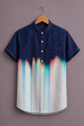 Premium Gradient Printed Shirt for Men – Modern Color Fade Designer Half Sleeve Casual Shirt