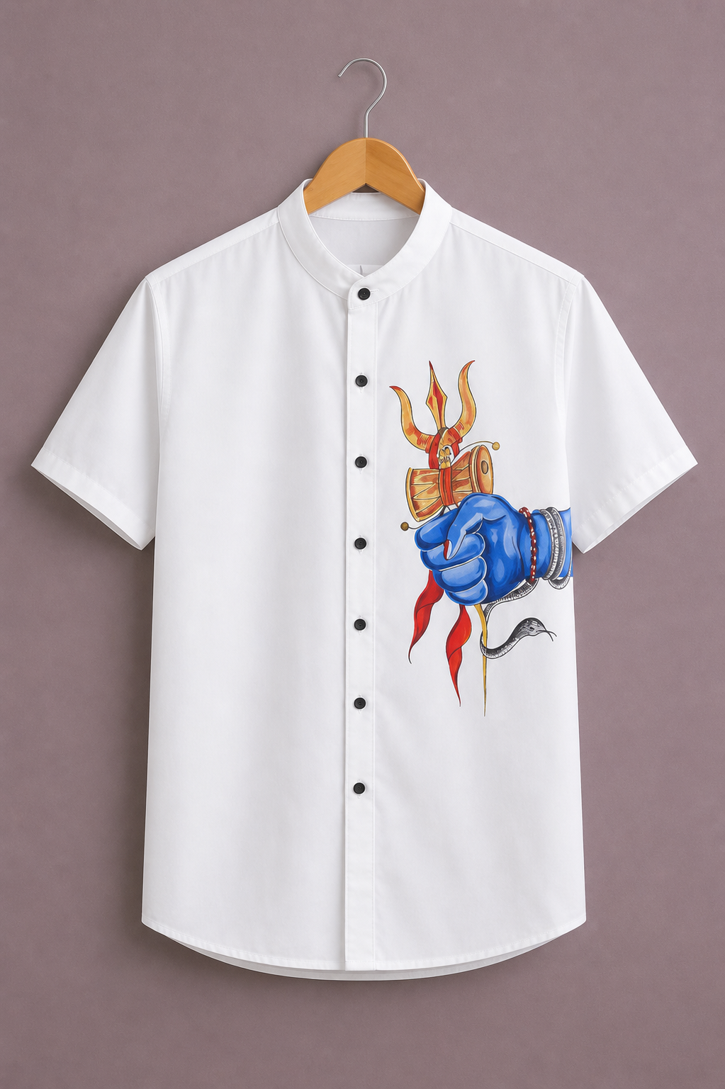 Premium Shiva Trishul Graphic Shirt for Men – Spiritual Designer Half Sleeve Casual Shirt
