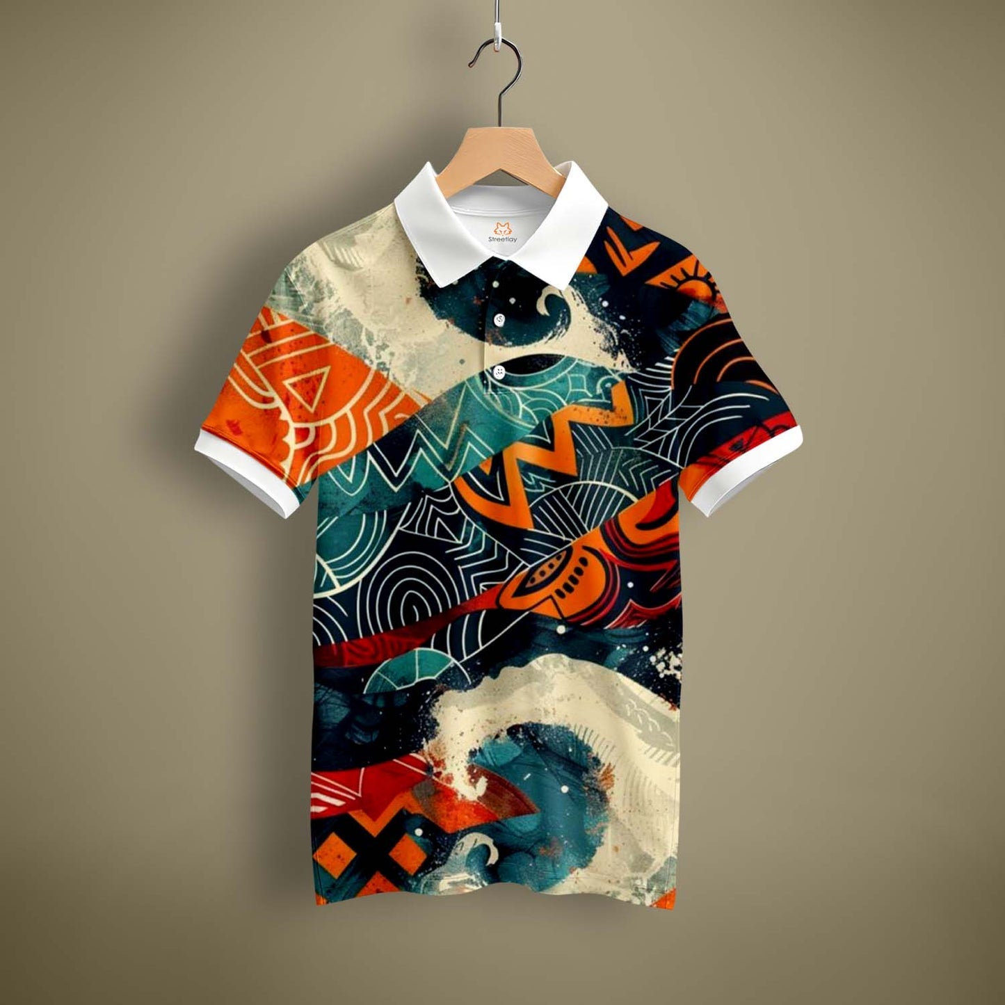 Traditional Print Polo T-Shirt