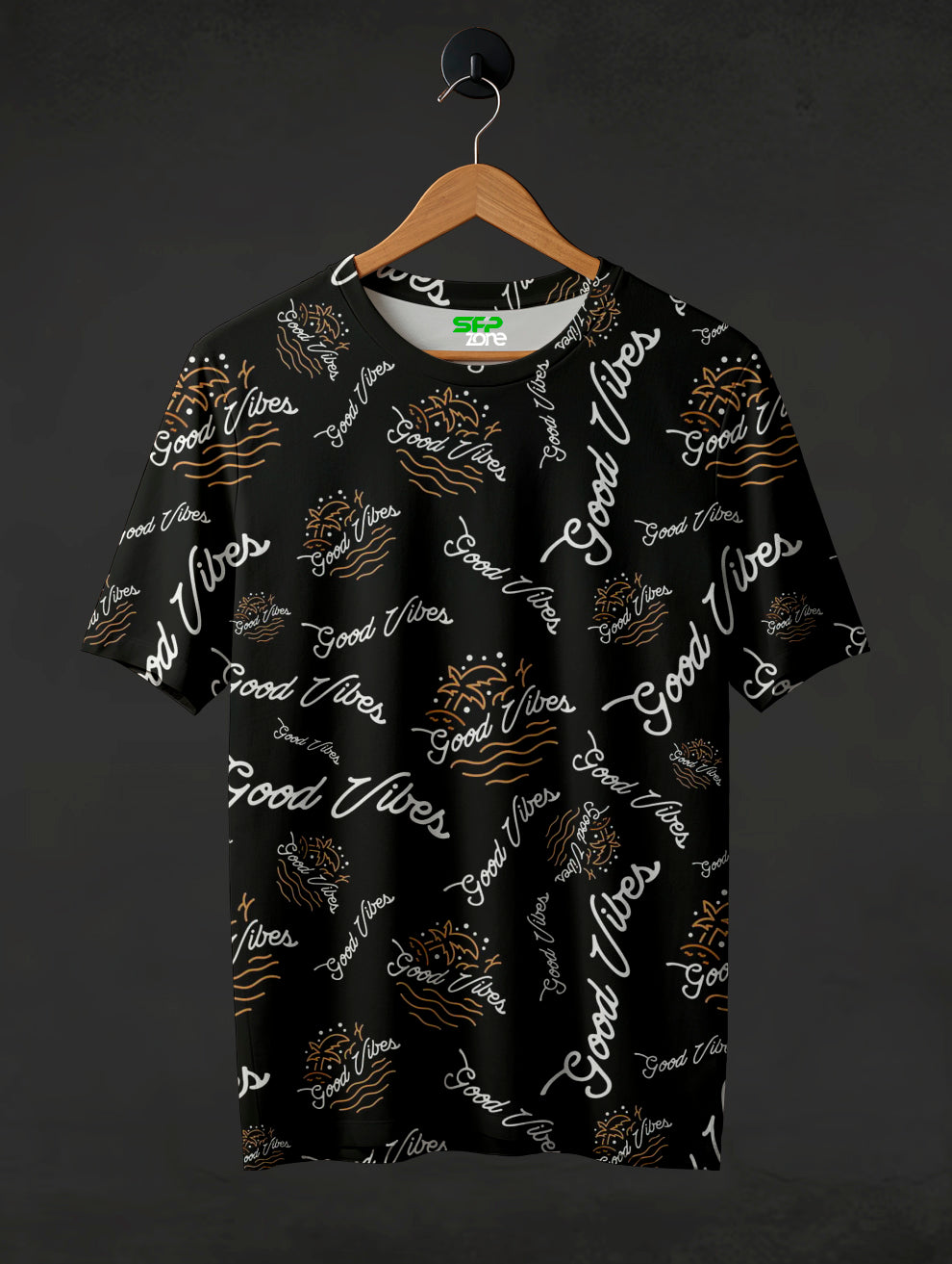 Good Vibes Black Printed T-Shirt #PT182