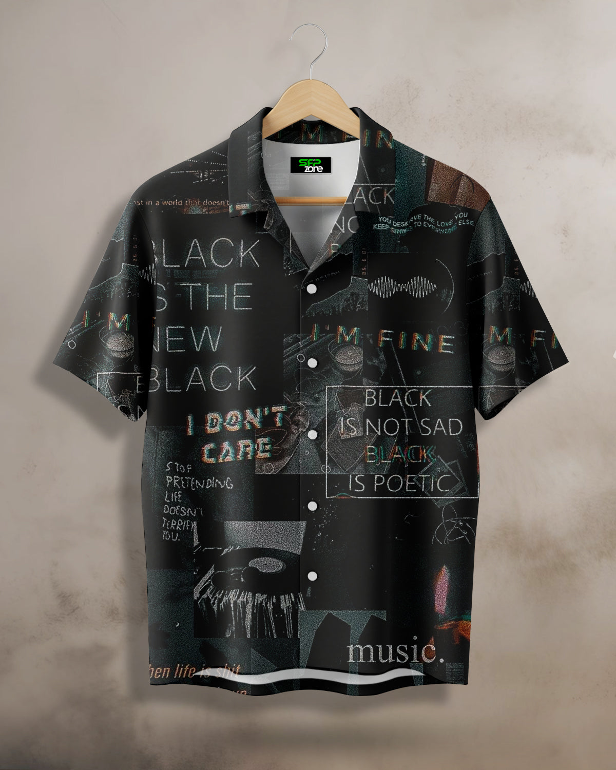 I Don't Care Black Printed Shirt