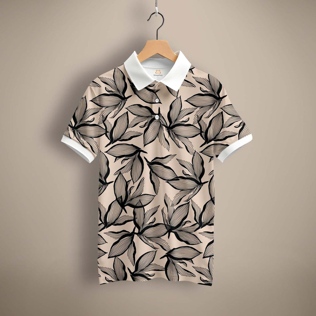 Leafy Print Polo T-Shirt