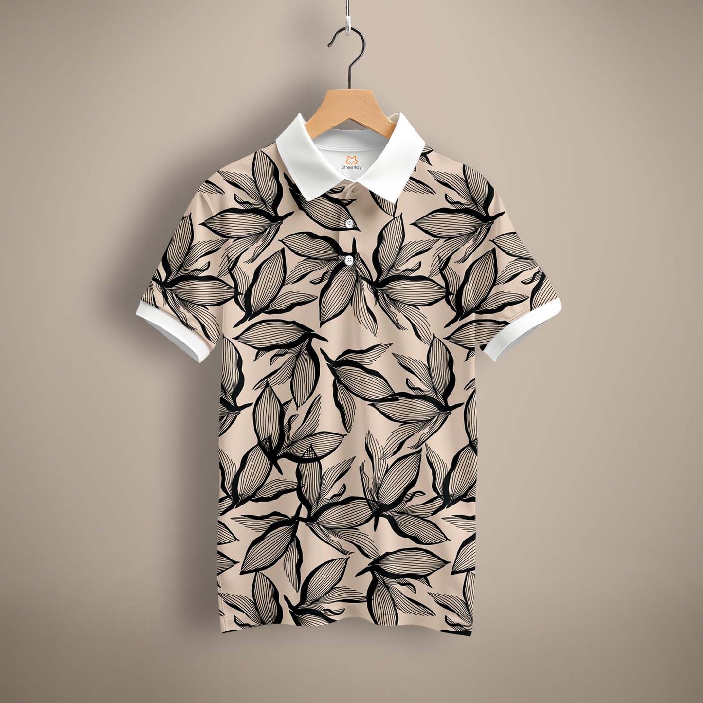 Leafy Print Polo T-Shirt