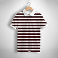 Maroon, White Striped Printed Polo