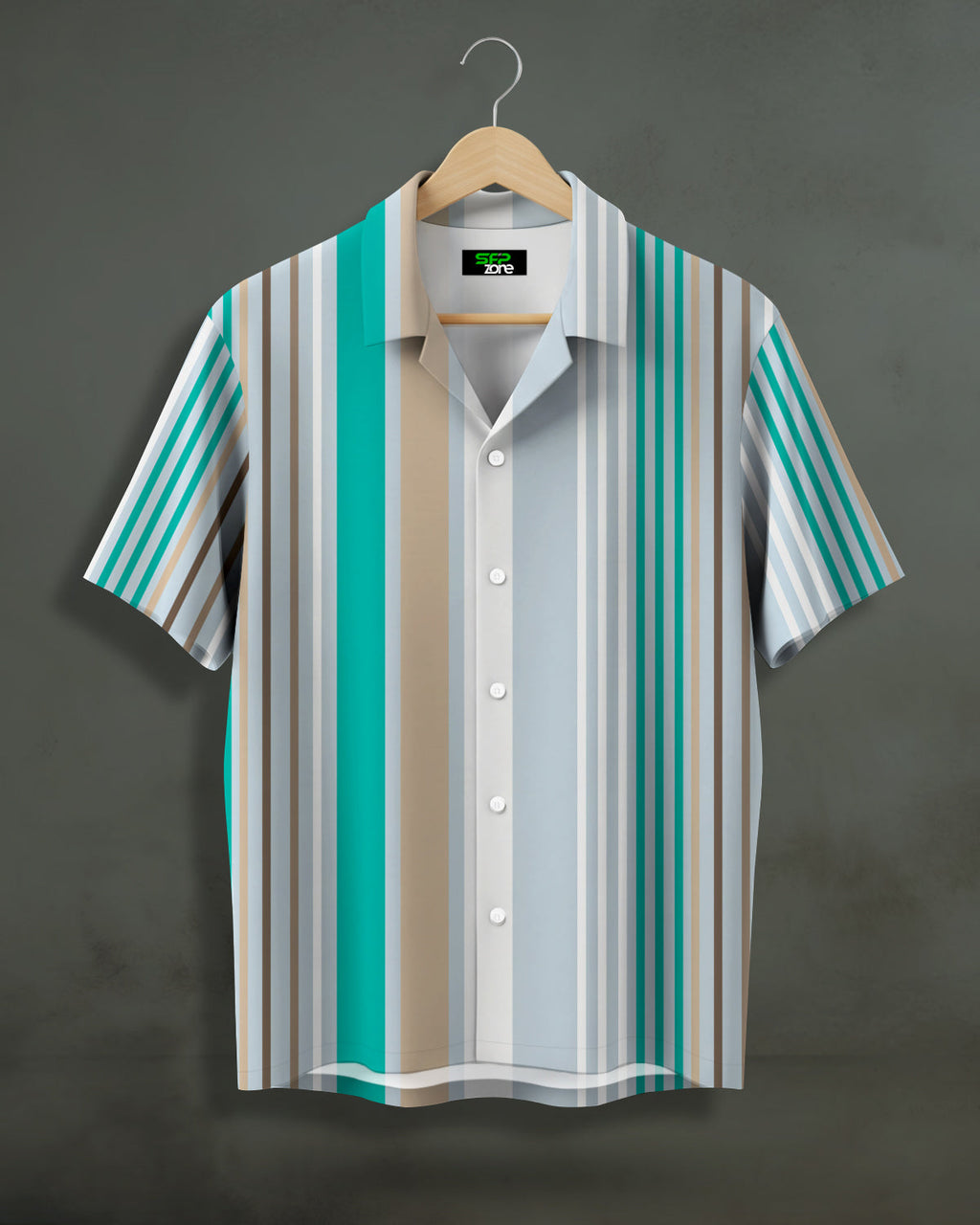 Multicolor Barcode Stripe Printed Shirt