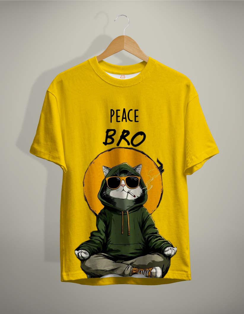 Peace yellow Printed T-Shirt