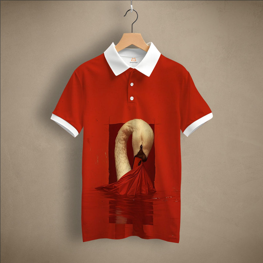 Red Swan Printed Polo T-shirt
