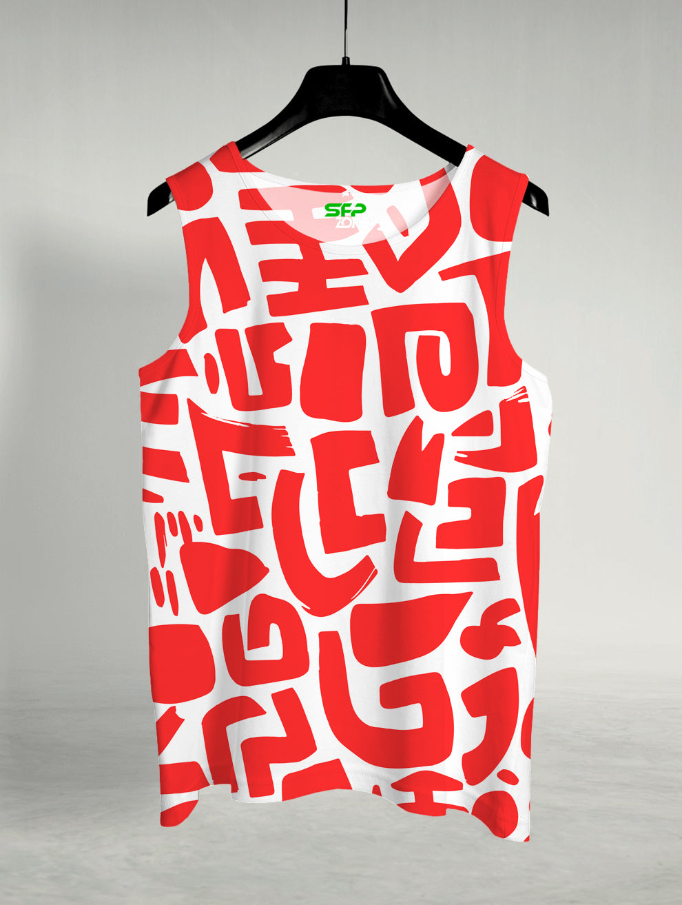 Red & White Printed Sando #110