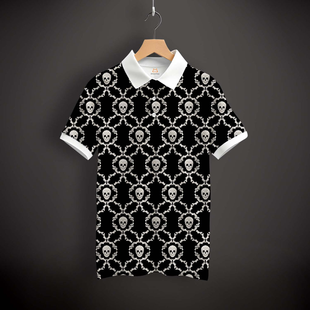 Skull Pattern Polo T-Shirt