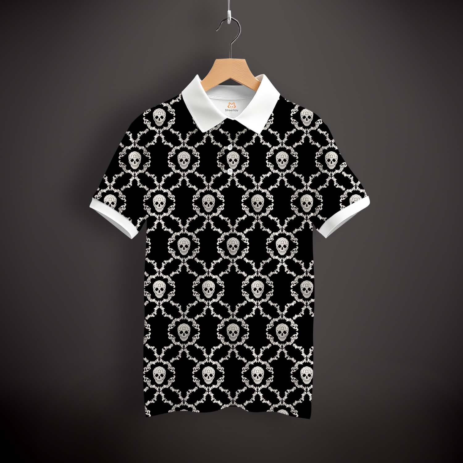 Skull Pattern Polo T-Shirt