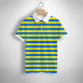 Yellow, Blue Striped Printed Polo